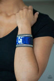 MERMAIDS Have More Fun - Blue/Silver - Paparazzi Sequins Black Suede Urban Bracelet