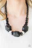 Costa Maya Majesty - Black - Paparazzi Wood Necklace