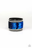 MERMAIDS Have More Fun - Blue/Silver - Paparazzi Sequins Black Suede Urban Bracelet