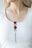 STRIPE Up a Conversation - Red - Paparazzi Necklace