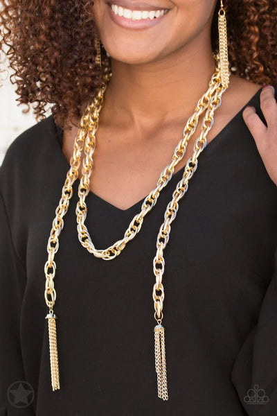 Paparazzi - SCARFed for Attention - Gold Necklace Blockbuster