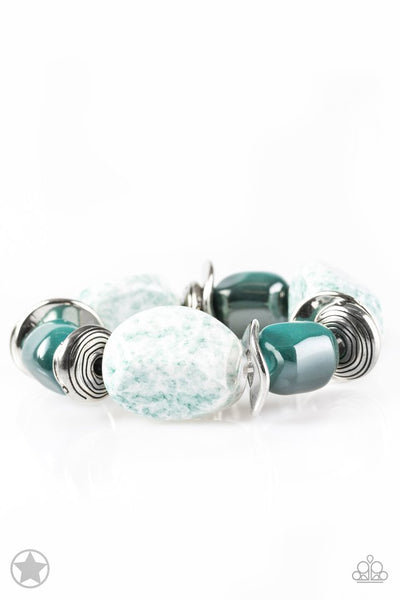 Paparazzi - Glaze of Glory - Blue Bracelet Stretchy Blockbuster