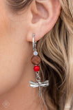 Paparazzi - Take BEAD - Red Earrings Fashion Fix Hoop Dragonfly