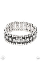 Paparazzi - Ritzy Reboot - White Bracelet Stretchy Fashion Fix