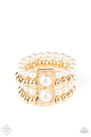 Paparazzi - WEALTH-Conscious - Gold Stretchy Bracelet Fashion fix