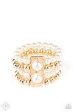 Paparazzi - WEALTH-Conscious - Gold Stretchy Bracelet Fashion fix