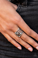 Paparazzi - Rhinestone Studded Ritz - White Paparazzi Ring Fashion Fix