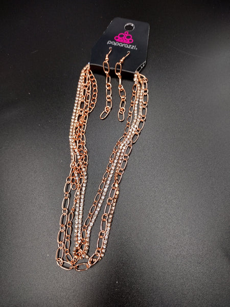 Paparazzi - Glitter and Gossip - Copper Necklace Fashion Fix exclusive