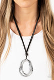 Paparazzi - Long OVAL-due - Black Necklace