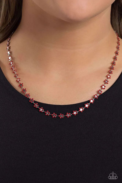 Paparazzi -  Floral Catwalk - Red Necklace