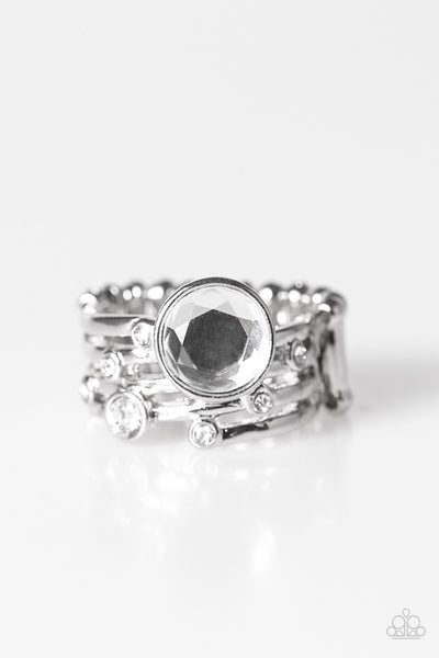 Paparazzi - Pardon My Sparkle - White Paparazzi Ring #121