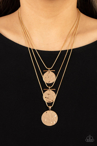 Paparazzi - Dizzying Discs - Gold Necklace