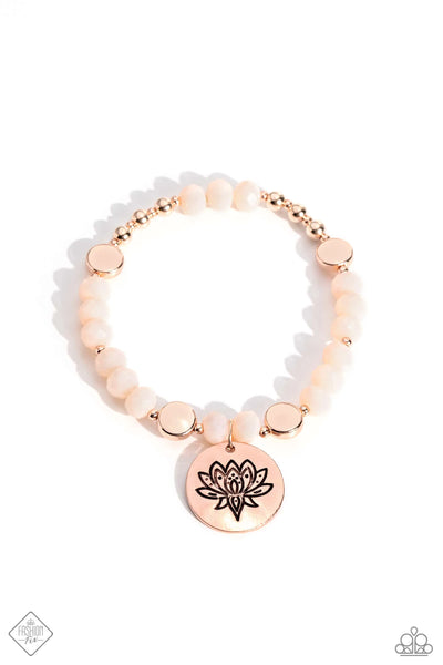 Paparazzi - Leisurely Lotus - Rose Gold Bracelet Stretchy Lotus Flower (Fashion Fix)