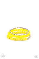 Paparazzi - Vacay Vagabond - Yellow Stretchy Bracelet Fashion Fix