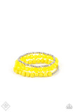 Paparazzi - Vacay Vagabond - Yellow Stretchy Bracelet Fashion Fix