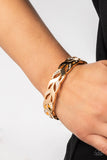Paparazzi - Editor-In-LEAF - Gold Bracelet Hinged Cuff (Fashion Fix Exclusive)