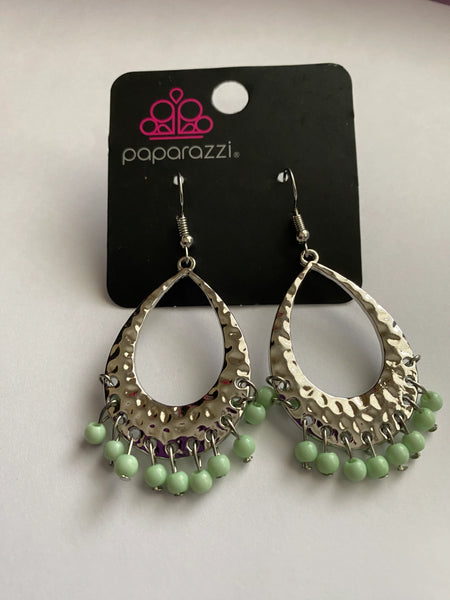 Casually Cancun - Green Earrings Paparazzi  #1715 (D)