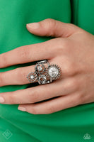 Paparazzi - Blowing Off STEAMPUNK - White Paparazzi Ring Fashion Fix