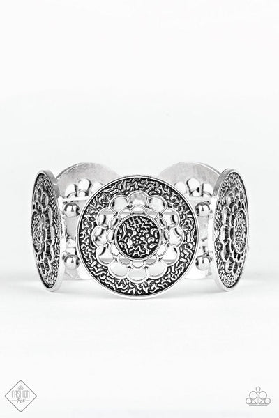 Paparazzi - Marigold Medallions - Silver Bracelet Stretchy Fashion Fix