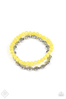 Paparazzi - Dewy Dandelions - Yellow Bracelet Stretchy Cat's Eye Beads Fashion Fix