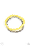 Paparazzi - Dewy Dandelions - Yellow Bracelet Stretchy Cat's Eye Beads Fashion Fix