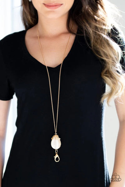 Nightcap and Gown - Gold - Paparazzi Moonstone Necklace #2163 (D)
