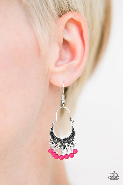 Paparazzi - Hopelessly Houston - Pink Earrings 2258 (D)