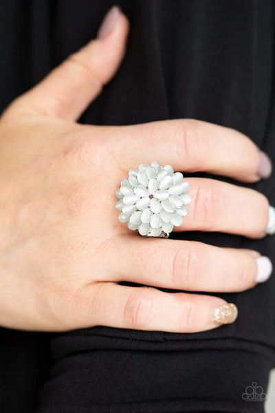 Bloomin Bloomer - White Paparazzi Ring #2370