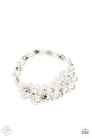 Paparazzi - Elegantly Exaggerated - White Bracelet Stretchy Fashion Fix
