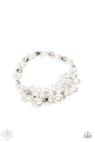 Paparazzi - Elegantly Exaggerated - White Bracelet Stretchy Fashion Fix