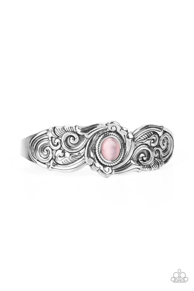 Paparazzi - Glowing Enchantment - Pink Bracelet Cuff Cat's Eye Stone
