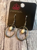 Paparazzi White Silver Earrings #2858