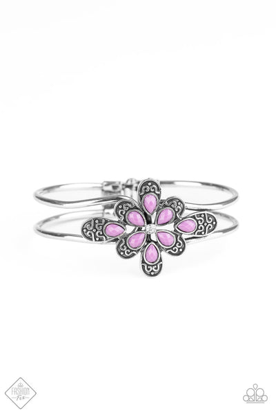 Paparazzi - Go With The FLORALS - Purple Bracelet Hinge Fashion Fix