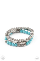 Paparazzi - Trail Mix Mecca - Blue Bracelet Stretchy Fashion Fix