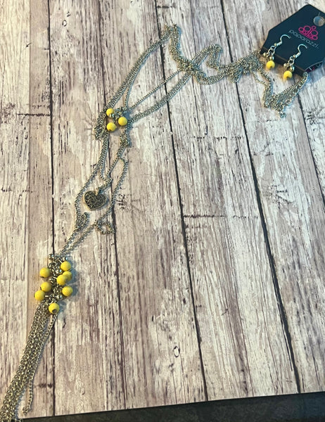 Paparazzi Yellow Multi Layer Necklace  #3155