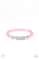 Paparazzi - So She Did - Pink Bracelet Stretchy Inspirational