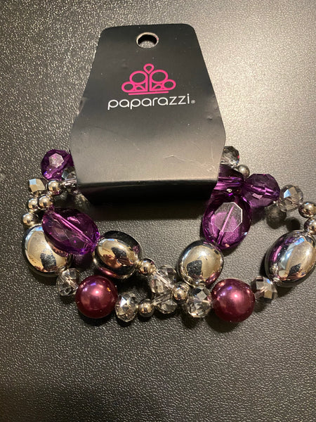 Downtown Dazzle - Purple Bracelet Stretchy Paparazzi #3249 (D)