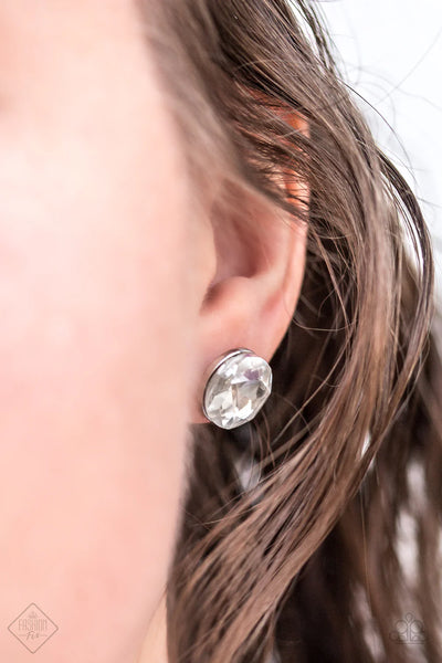 Paparazzi - GLOWING, GLOWING, Gone! - White Post Earrings #3677 (D)