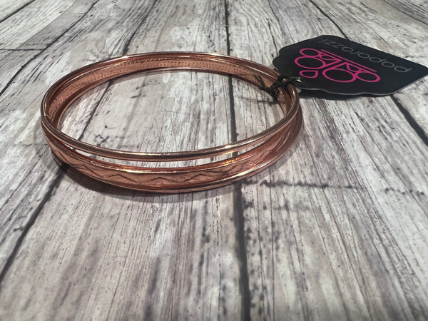 Paparazzi - Metro Maverick - Shiny Copper Bracelet Bangles #3682