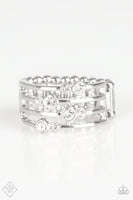 Sparkle Showdown - White Paparazzi Ring #671