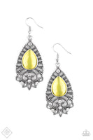 Paparazzi -  Majestically Malibu - Yellow Earrings Cat'e Eye Stone