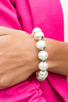 Paparazzi - One Woman Show-STOPPER - White Bracelet Stretchy Fashion Fix