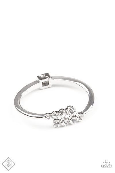 Paparazzi - Defying Dazzle - White Bracelet Fashion fix Hinge