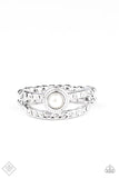 Paparazzi - GLOW Me Away - White Paparazzi Ring Fashion Fix