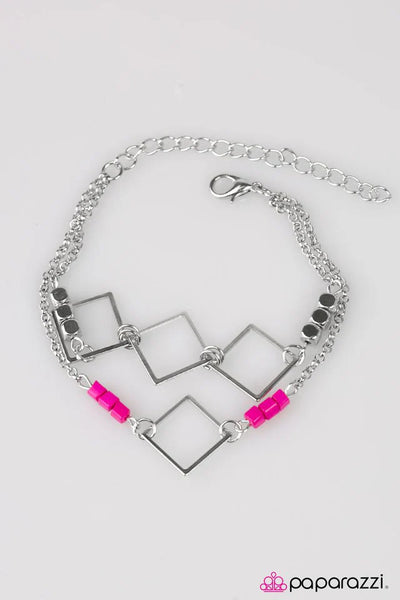 Paparazzi - Painted Into A Corner - Pink Bracelet #4934 (D)