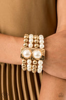 Paparazzi - WEALTH-Conscious - Gold Stretchy Bracelet Fashion fix