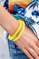 Paparazzi - Vacay Vagabond - Yellow Stretchy Bracelet Fashion Fix