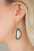 Paparazzi - Santa Fe Soul - White Earrings #589 (D)