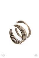 Paparazzi - In Sync - Brass Earrings Hoop Fashion fix