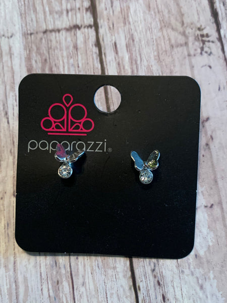 Paparazzi - Starlet Shimmer Earrings Butterfly White